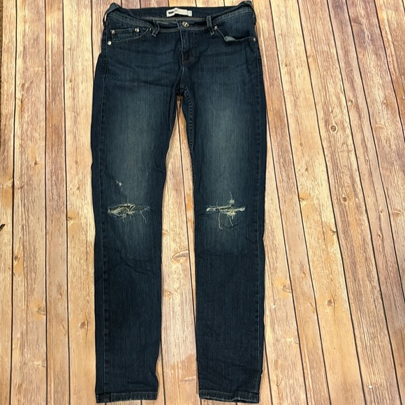 Levi’s size 28 dark blue denim distressed jeans classes denim - Picture 2 of 8